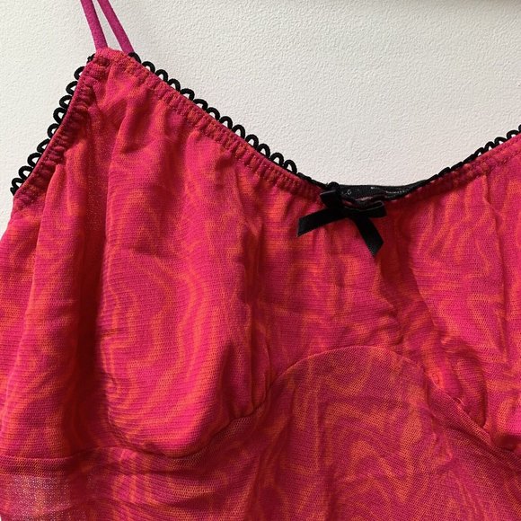 Urban Outfitters Pink Orange Mesh Button Up Top & Cropped Vest Size Large - Picture 6 of 16